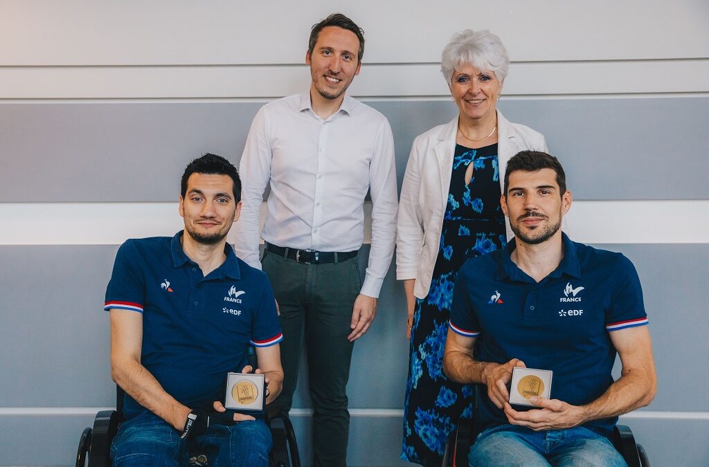 Le Conseil départemental remet la médaille du Département à Jonathan Hivernat, Mathieu Thiriet et Rodolphe Jarlan, champions d’Europe de rugby fauteuil
